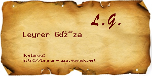 Leyrer Géza névjegykártya